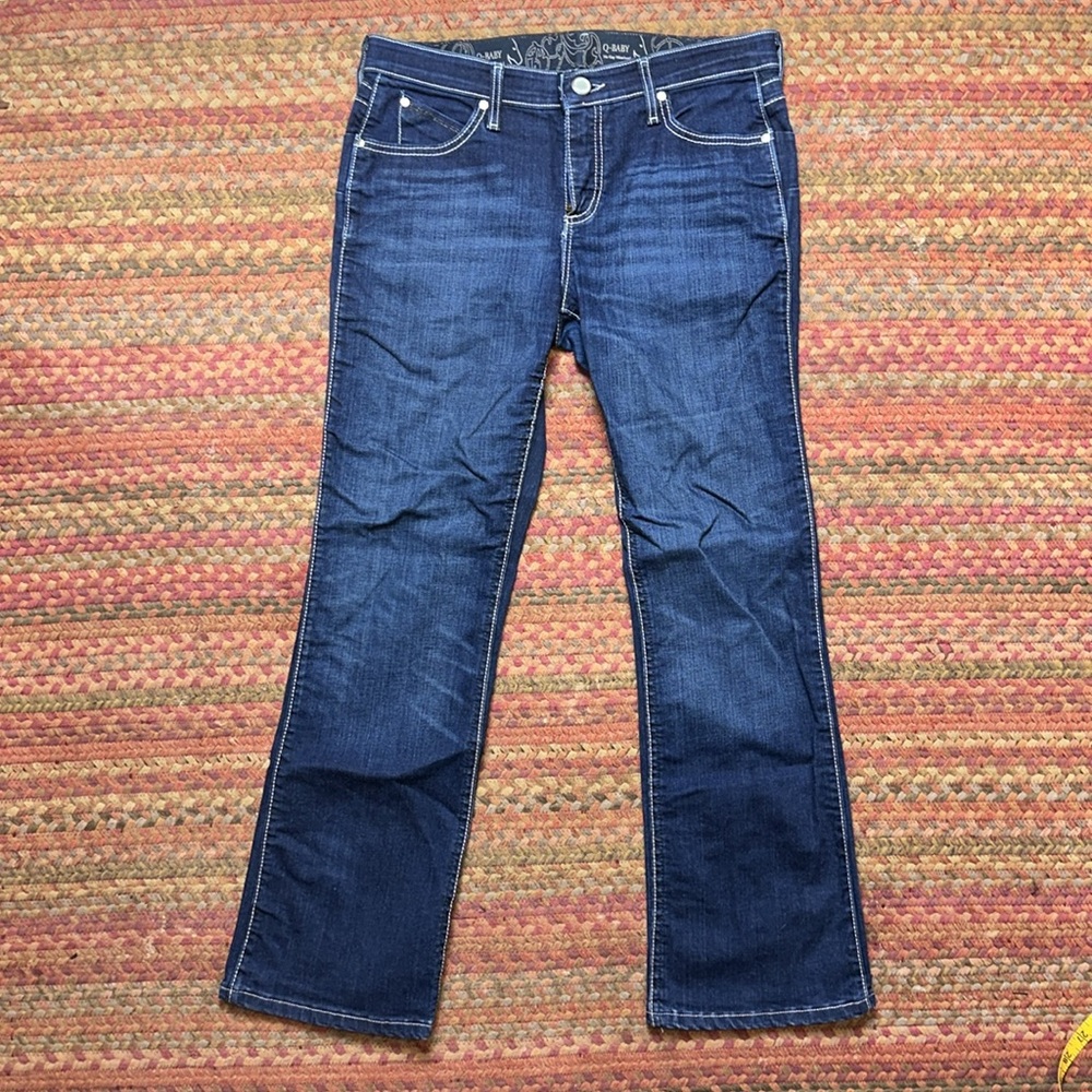 Wrangler Dark Blue Boot Cut Jeans with Contrast Stitching